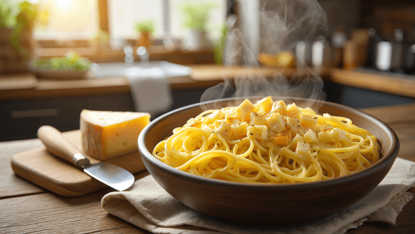 Pâtes crémeuses au fromage à raclette : le remède gourmand pour les
lendemains de Raclette Party !