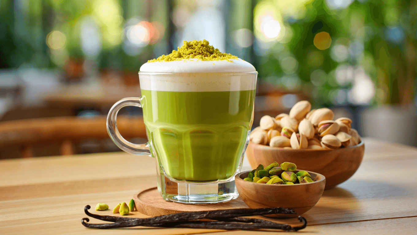 La recette du latte glacé le
plus gourmand de l’été contient forcément de la pistache