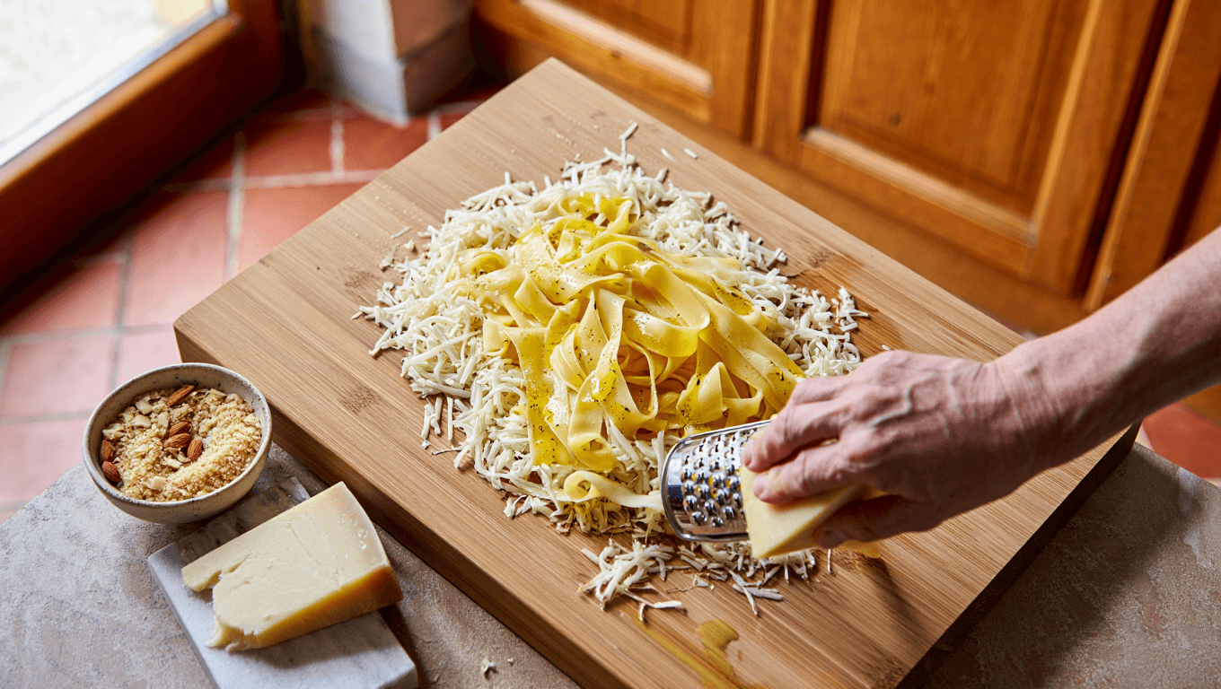 Fini le parmesan : un chef
italien dévoile son “parmesan des pauvres” pour des pâtes pleines
de goût