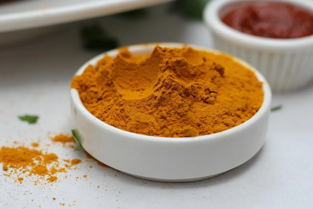 Cuillère et pot d'agar‑agar à côté d'une casserole de fruits en cuisson