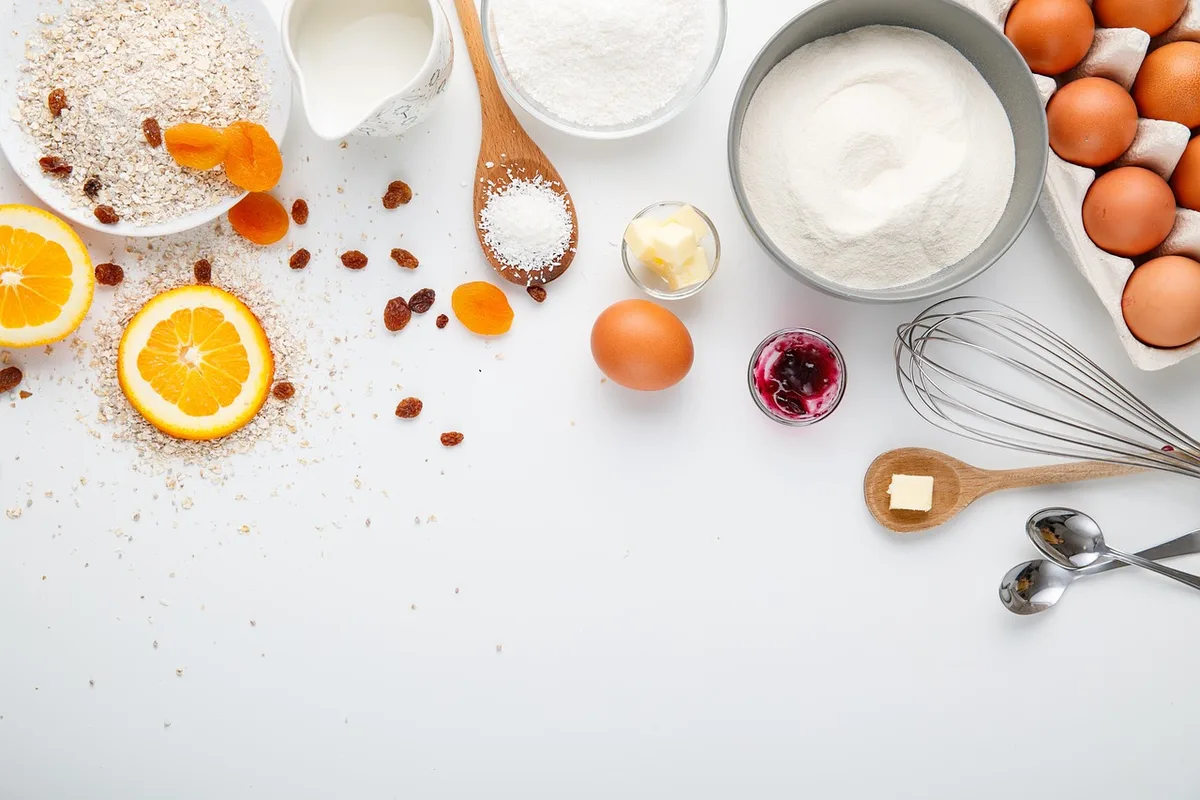 Fouet et bol de crème anglaise chaude avec thermomètre de cuisson