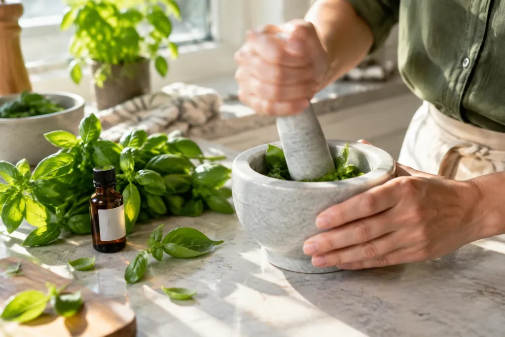 Huile essentielle de basilic : bienfaits, usages et précautions
